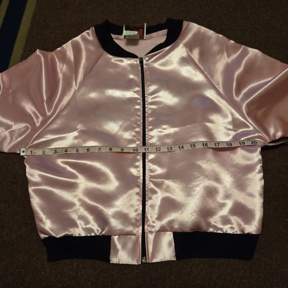 Charades Pink Ladies Satin Costume Jacket In Sizr Large Inspired By Grease - Picture 5 of 7
